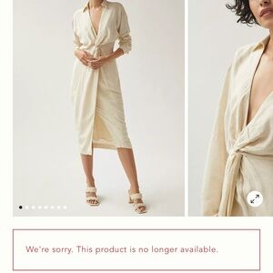 Anthropologie Knot-Front Cream Midi Dress